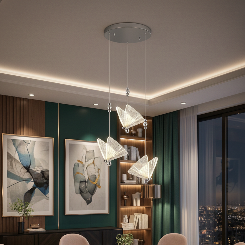 LED осветително тяло Luxury 3 Silver Butterflies
