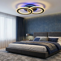 LED Осветително тяло Two Circle GRIDLINE Черно RGB Еквивалент 400W с дистанционно