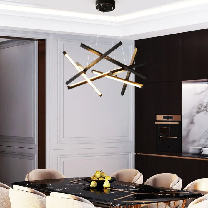 Lustra Led Suspendata Linnes Black Telecomanda Echivalent 500W Lighting Fixtures