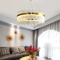 LED осветително тяло висящо CROWN Gold кристал 80cm еквивалент 600W