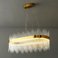 LED осветително тяло тип пендел CROWN Gold кристал 80x30cm еквивалент 600W