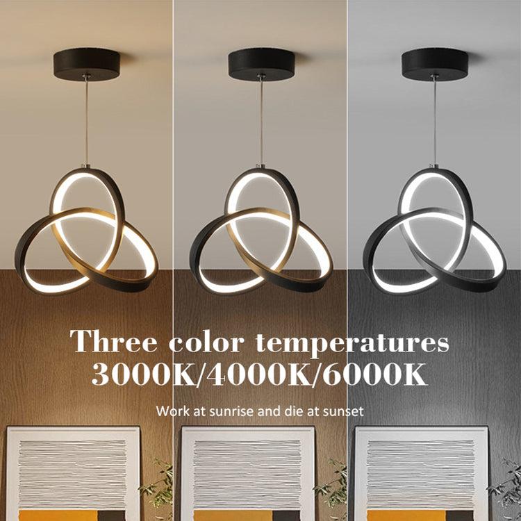 LED осветително тяло пендел TwoRings Black еквивалент 200W