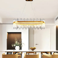 LED осветително тяло тип пендел CROWN Gold кристал 80x30cm еквивалент 600W