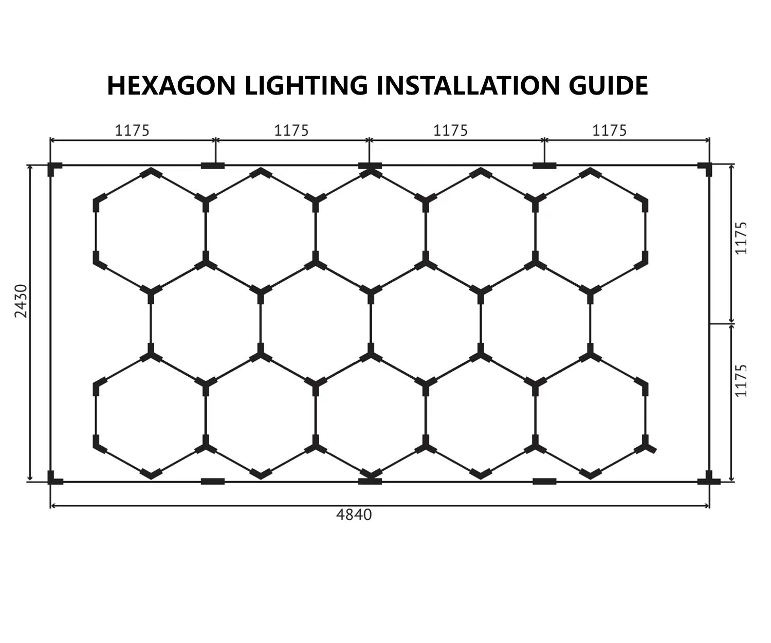 Honeycomb Led 14 Hexagoane Luminoase Cu Rama 672W 484 X 243 Cm Honeycomb Lights