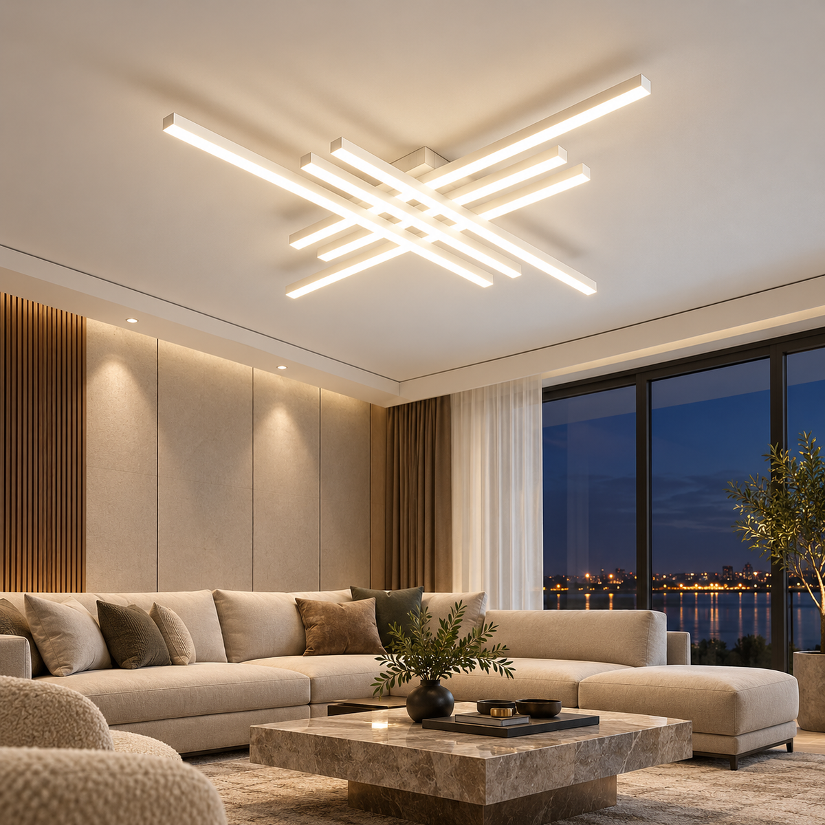 LED осветително тяло 6 Modern LINES Бяло Еквивалент 600W Дистанционно