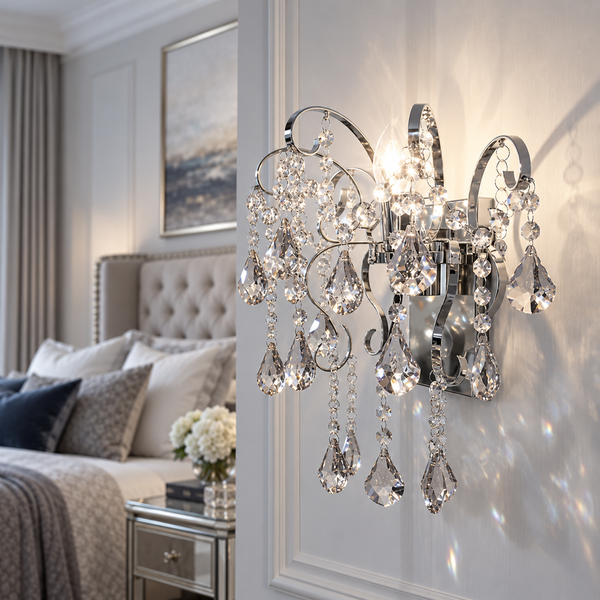 Аплик за стена кристал MONACO Silver