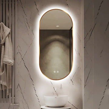 Oglinda LED Ovala 50x100cm Rama Aurie Dezaburire si 3 Lumini J179 AURIE / 50X100CM LED MIRROR