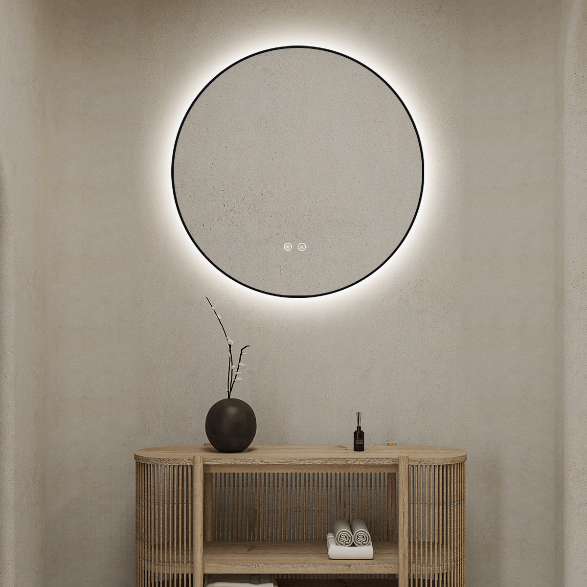 Кръгло LED огледало Ø60cm с функция против замъгляване и Touch