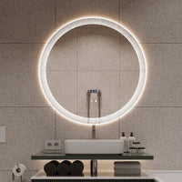 Кръгло LED огледало с часовник Ø70cm с функция против замъгляване и Touch