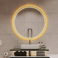 Кръгло LED огледало с часовник Ø70cm с функция против замъгляване и Touch