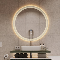 Кръгло LED огледало с часовник Ø70cm с функция против замъгляване и Touch