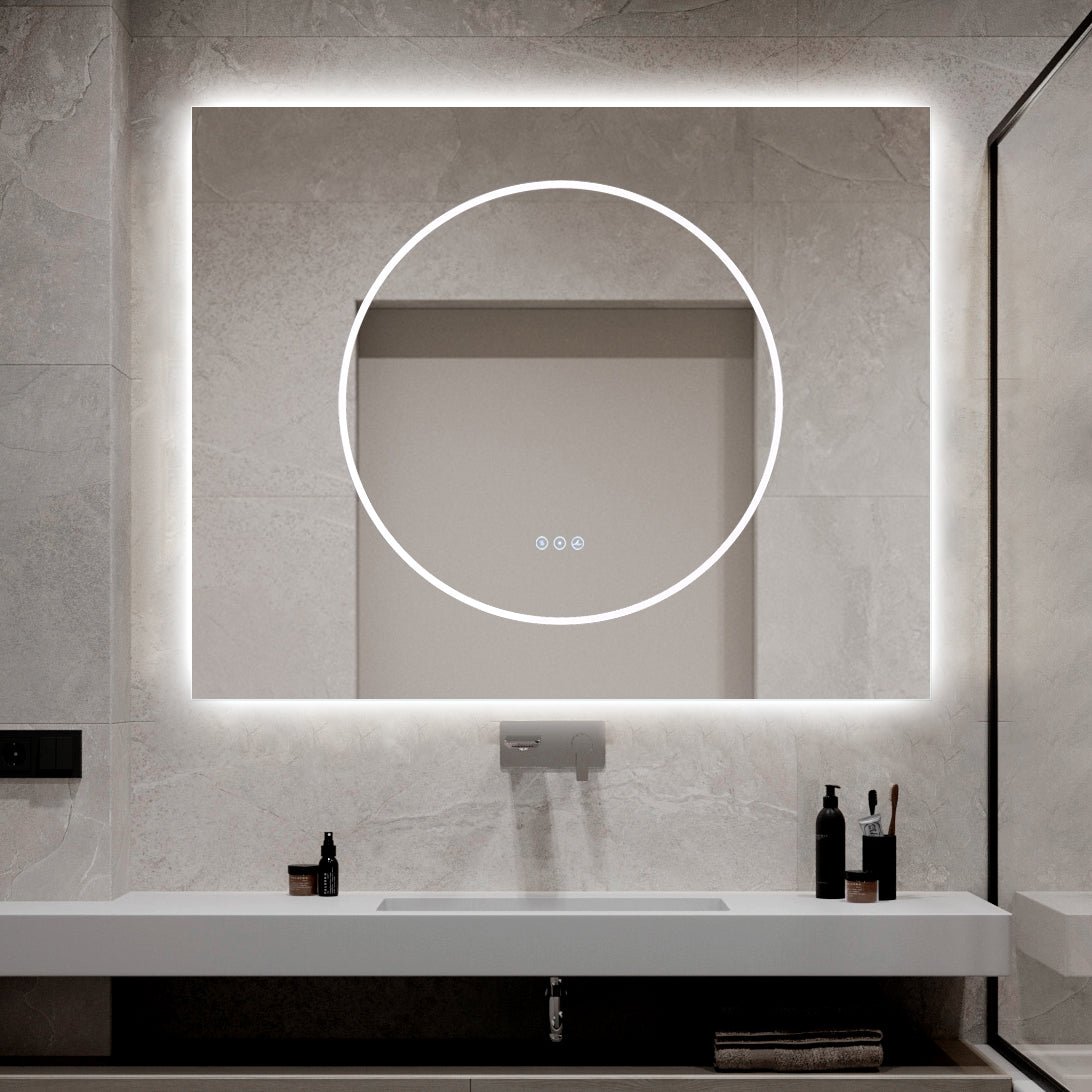 Правоъгълно LED огледало 100x80cm с функция против замъгляване и Touch