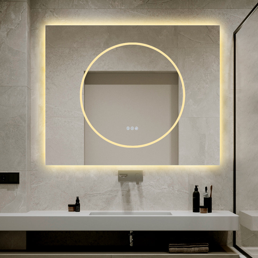 Правоъгълно LED огледало 100x80cm с функция против замъгляване и Touch