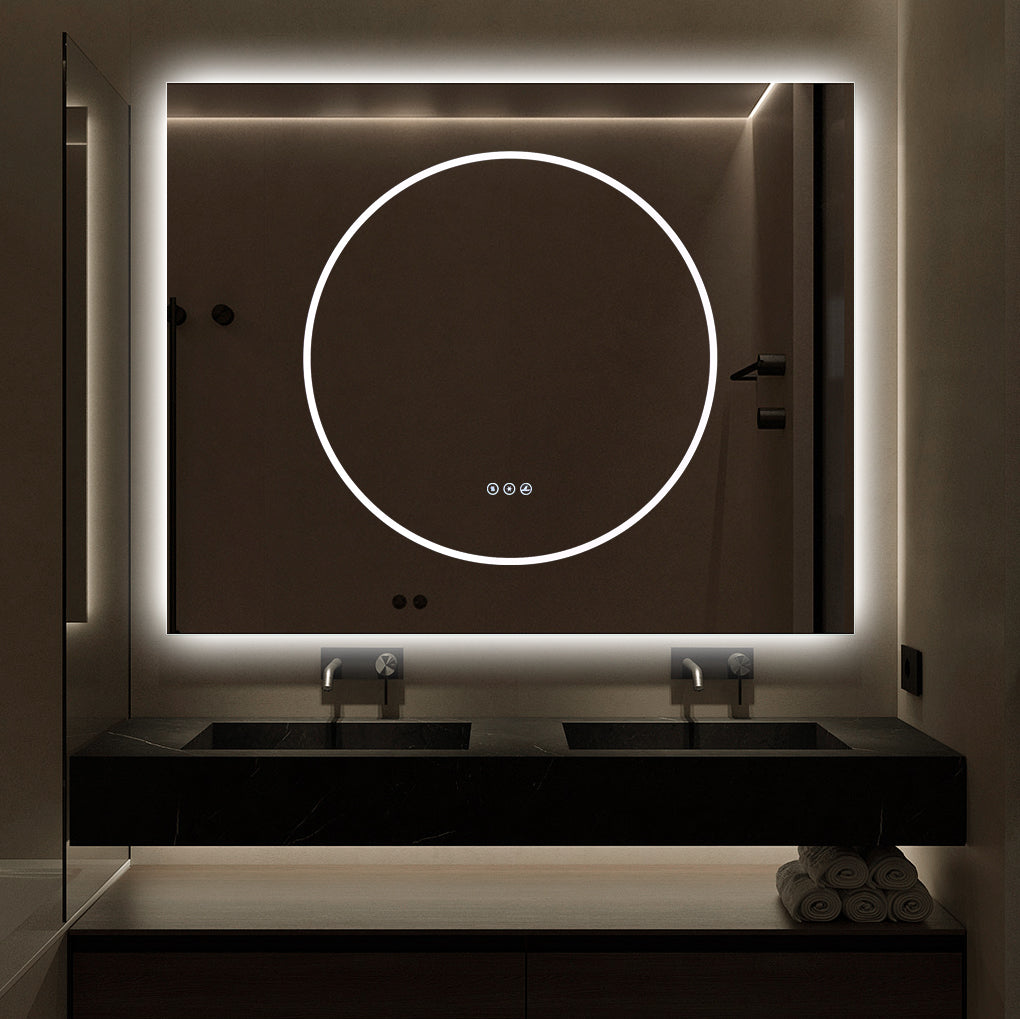 Правоъгълно LED огледало 100x80cm с функция против замъгляване и Touch