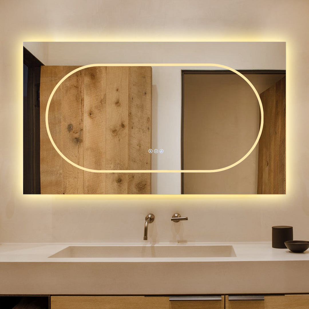 Правоъгълно LED огледало 120x70cm с функция против замъгляване и Touch
