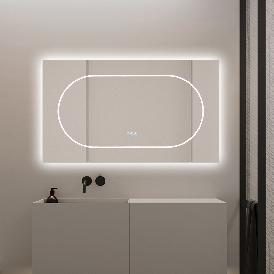 Правоъгълно LED огледало 120x70cm с функция против замъгляване и Touch