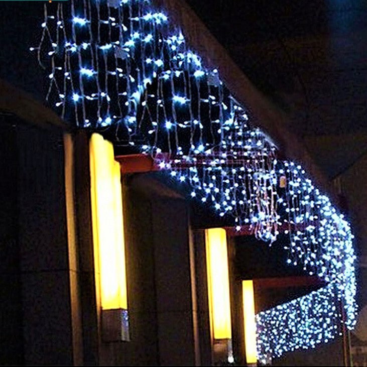 LED инсталация Перде Дъжд 360 LED шестоъгълни 8x1m черен кабел Различни цветове