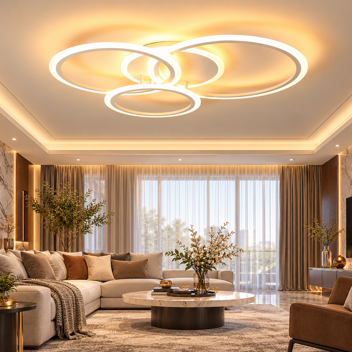 LED осветително тяло 3 WHITE RINGS Еквивалент 500W Дистанционно управление