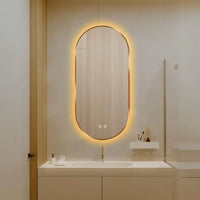 Oglinda LED Ovala 50x100cm Rama Aurie Dezaburire si 3 Lumini J179 AURIE / 50X100CM LED MIRROR