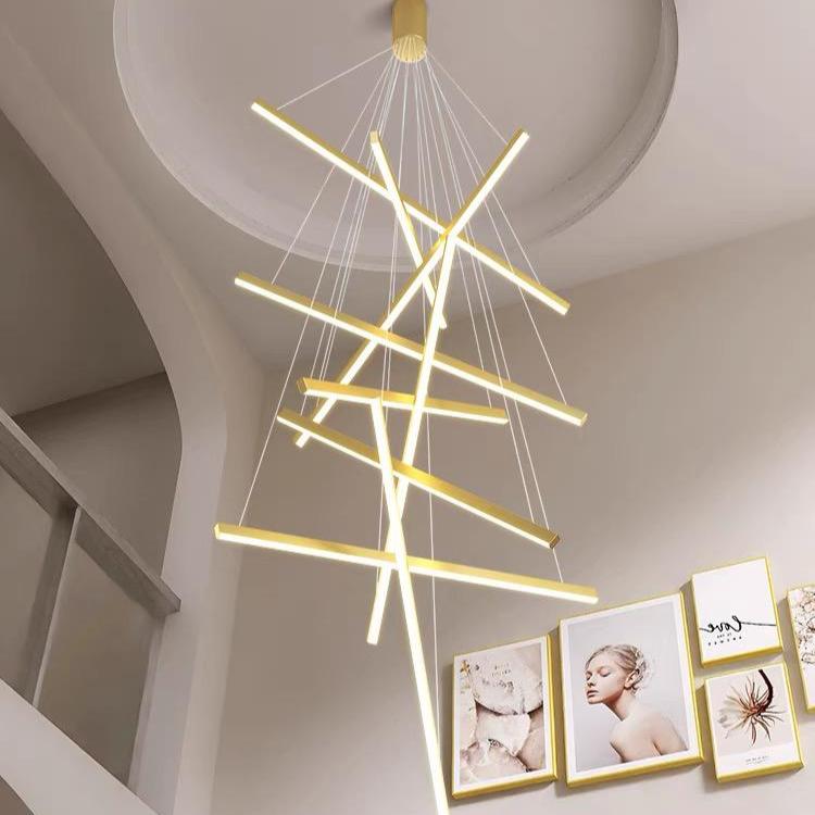 LED осветително тяло 9 Geometric GOLD Lines висящо еквивалент 1200W 300CM