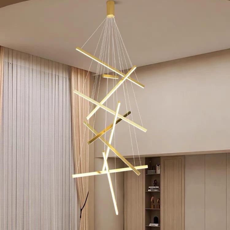 LED осветително тяло 9 Geometric GOLD Lines висящо еквивалент 1200W 300CM