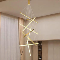 LED осветително тяло 9 Geometric GOLD Lines висящо еквивалент 1200W 300CM