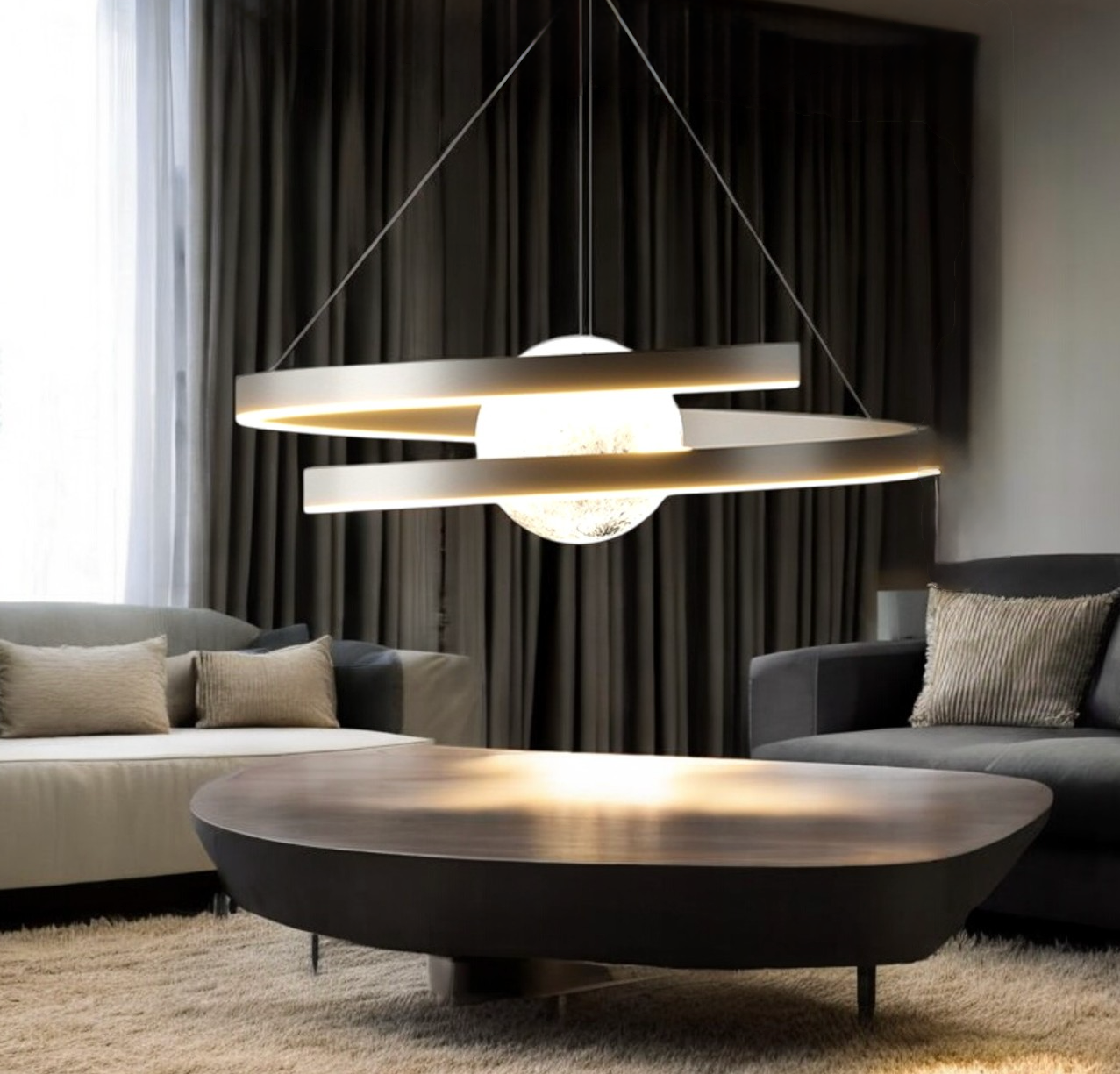 LED осветително тяло тип пендел INFINITY SPHERE черна Еквивалент 500W