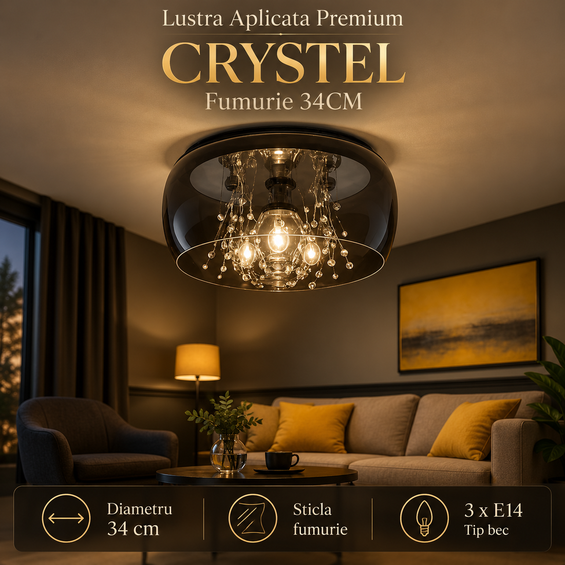 Осветително тяло Luxury CRYSTEL 34cm