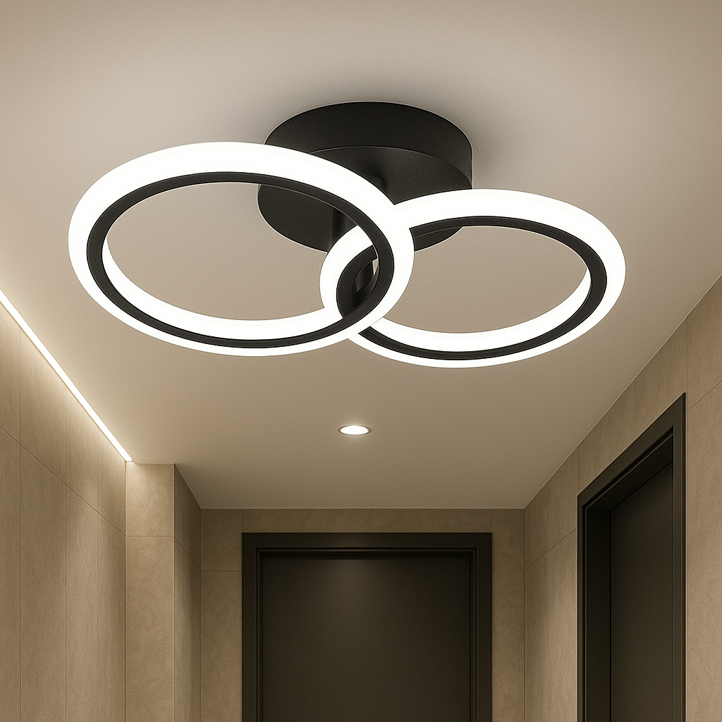 LED осветително тяло 1+1 Circle Design Black Еквивалент 300W Дистанционно управление