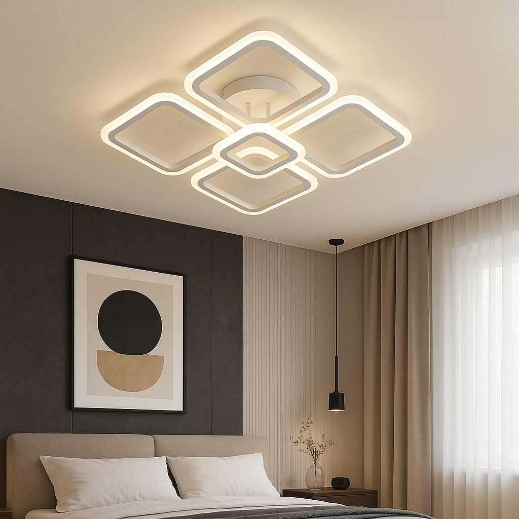LED осветително тяло 4+1 SQUARE Бяло Еквивалент 400W Дистанционно