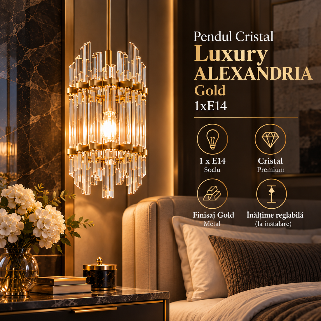 Пендел Cristal Luxury ALEXANDRIA Gold
