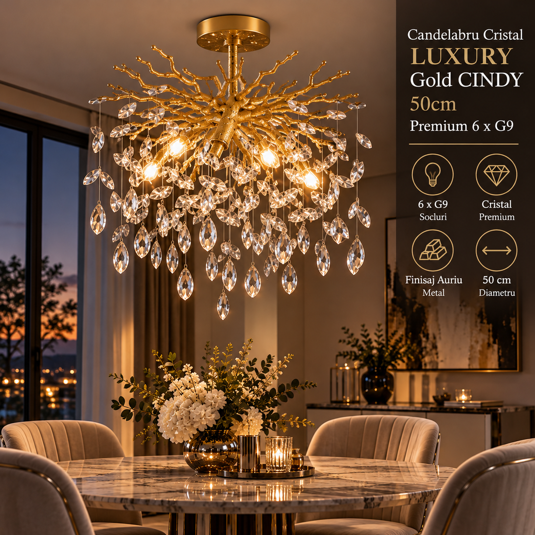 Кристален полилей Luxury Gold CINDY