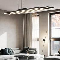 LED осветително тяло висящо 4 Linnes Black еквивалент 400W с дистанционно