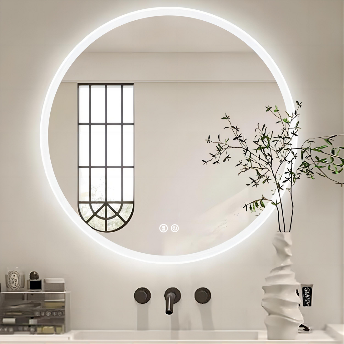 Кръгло LED огледало 60cm, 3 вида светлина, против запотяване и Touch OD012