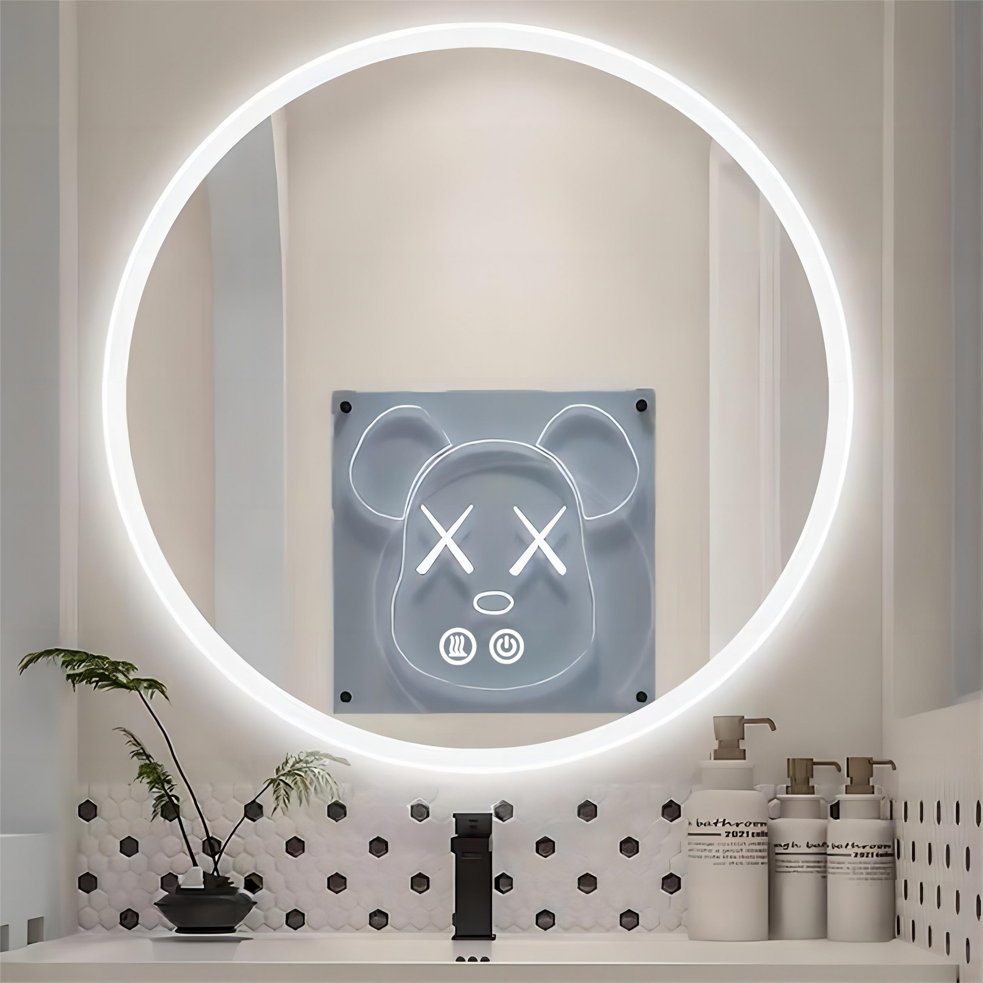 Кръгло LED огледало 70cm, 3 вида светлина, против замъгляване и Touch OD013