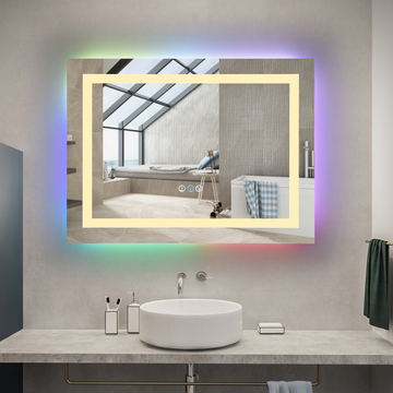 LED огледало RGB 80x60cm, 3 вида светлина, против запотяване и Touch OD014-RGB