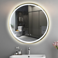 Кръгло LED огледало 70cm, златиста рамка, Touch и 3 вида светлина OD016/GD
