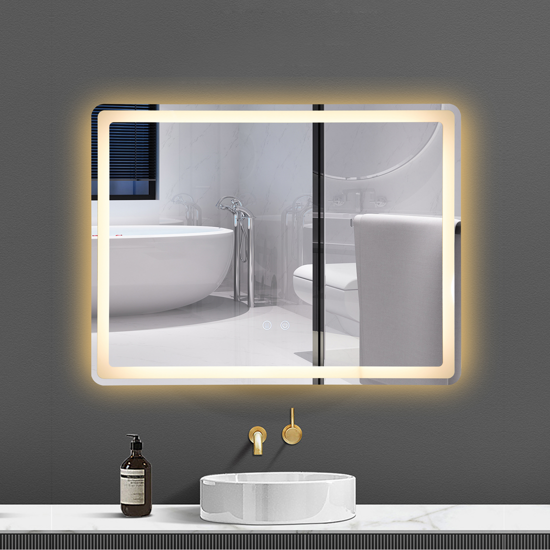 LED огледало 80x60cm, 3 вида светлина, против запотяване и Touch OD037Y