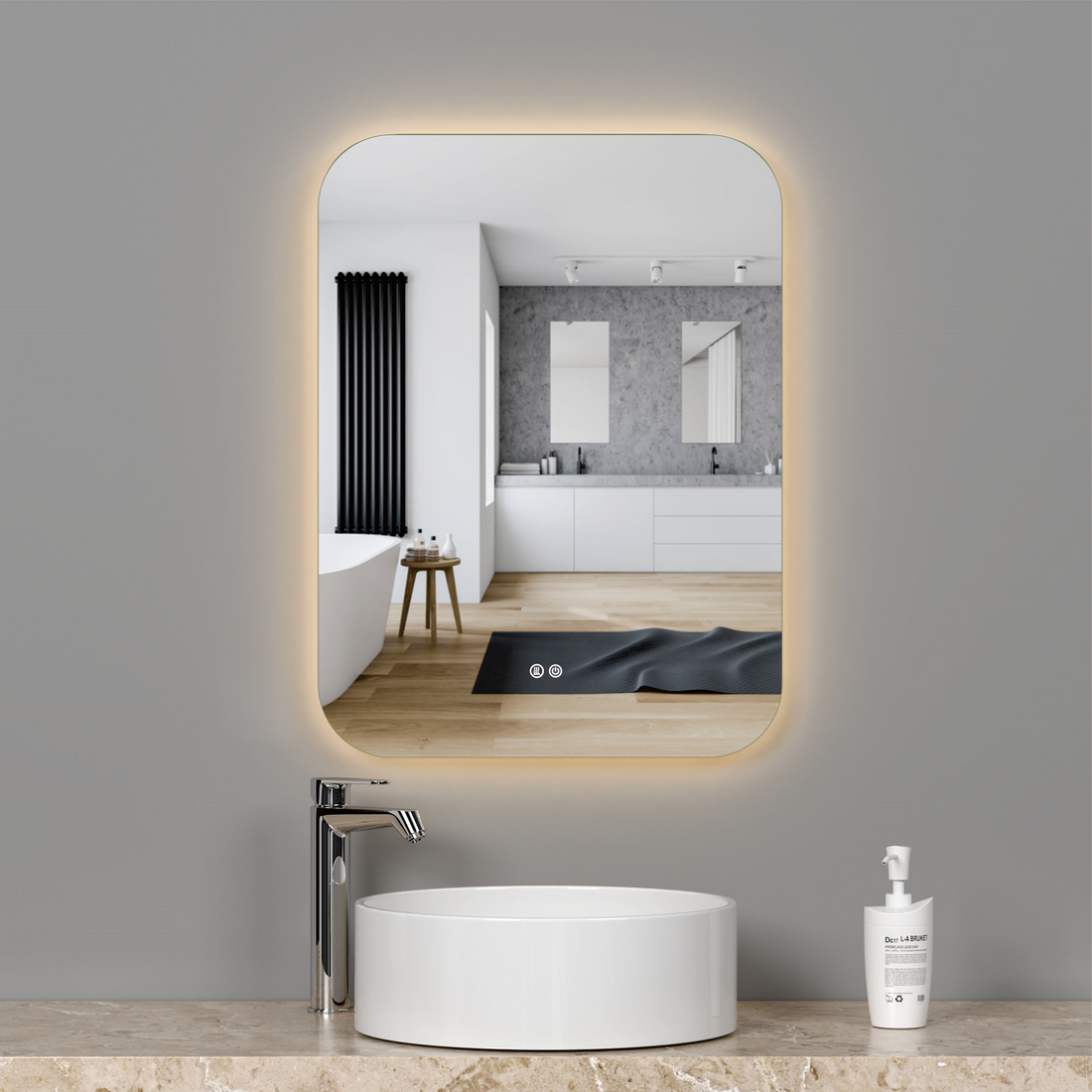 LED огледало 50x70cm, 3 вида светлина, против запотяване и Touch OD038