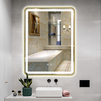 LED огледало 60x80cm Златиста рамка, 3 вида светлина, против замъгляване и Touch OD039/GD