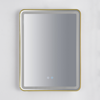 LED огледало 60x80cm Златиста рамка, 3 вида светлина, против замъгляване и Touch OD039/GD