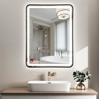 LED огледало 60x80cm с черна рамка, 3 вида светлина, против запотяване и Touch OD039/BK