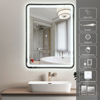 LED огледало 60x80cm с черна рамка, 3 вида светлина, против запотяване и Touch OD039/BK