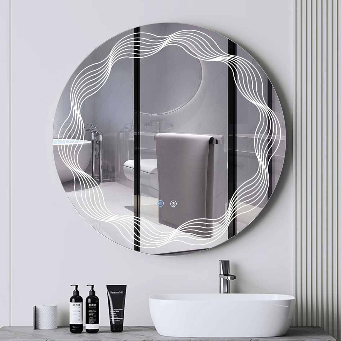 Oglinda Led Rotunda 70Cm 3 Lumini Dezaburire Si Touch Od060-5 Mirror