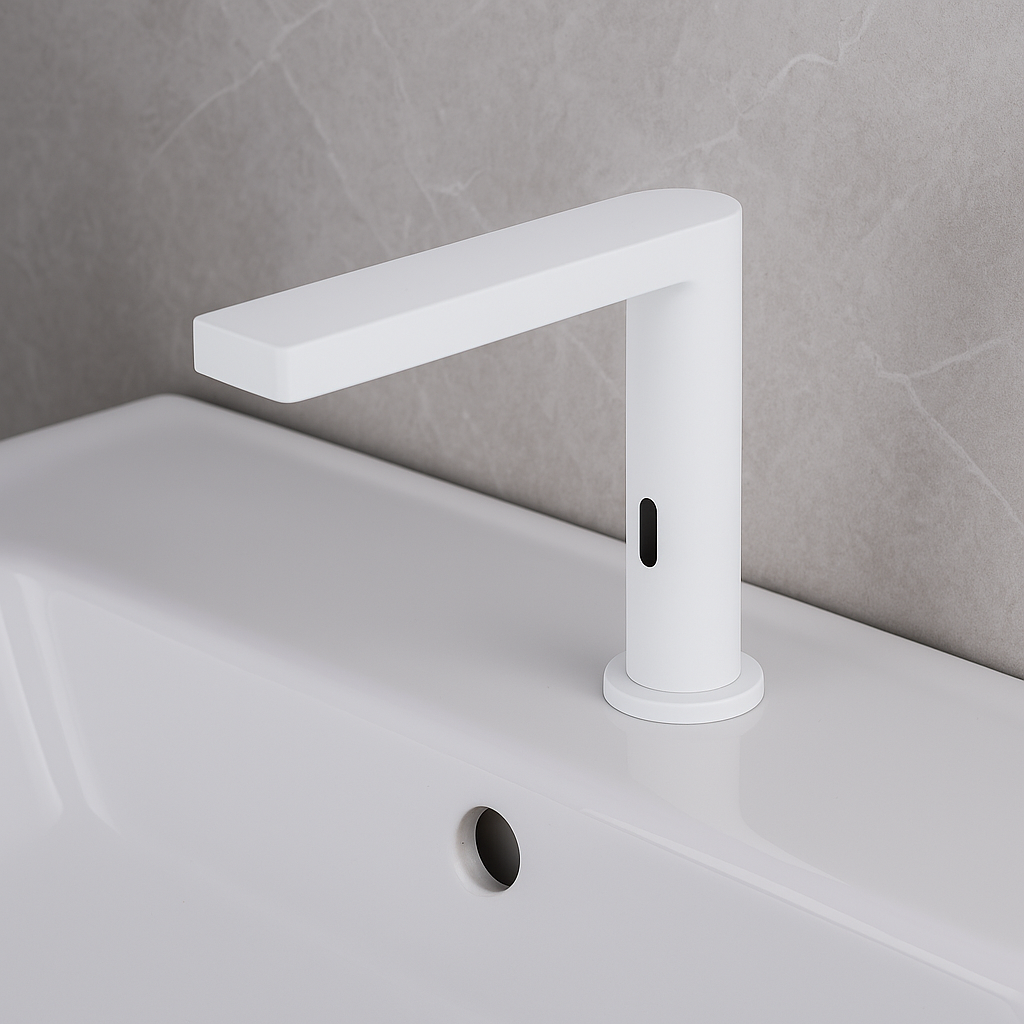 Смесител за мивка с фотоклетъчен сензор TouchFlow II бял
