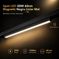LED спот 20W 60cm магнитен линеен матов черен