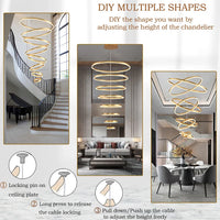 Lustra Led Wonderland Luxury Gold 8 Segmente Echivalent 3000W Telecomanda Chandeliers