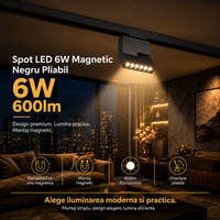 LED спот 6W магнитен черен, сгъваем