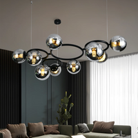 Lustra Suspendata DIONIS Circles Black Abajur Fumuriu 9xE27 Chandeliers