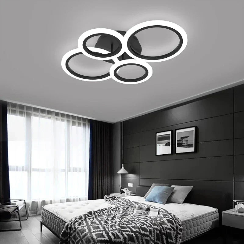 LED осветително тяло 2+2 CIRCLE BLACK Еквивалент 400W Дистанционно